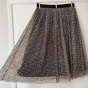 A New Day Black and Brown Leopard A-Line Skirt